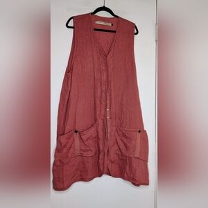 Cynthia Ashby 100% Linen Sleeveless  Lagenlook Dress in Clay size large